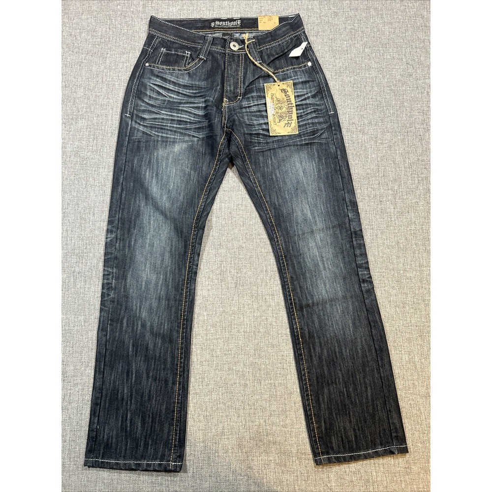 NEW Southpole Jeans 29x30 8180 Slim Straight Streetwear Y2K Embroidered Dark